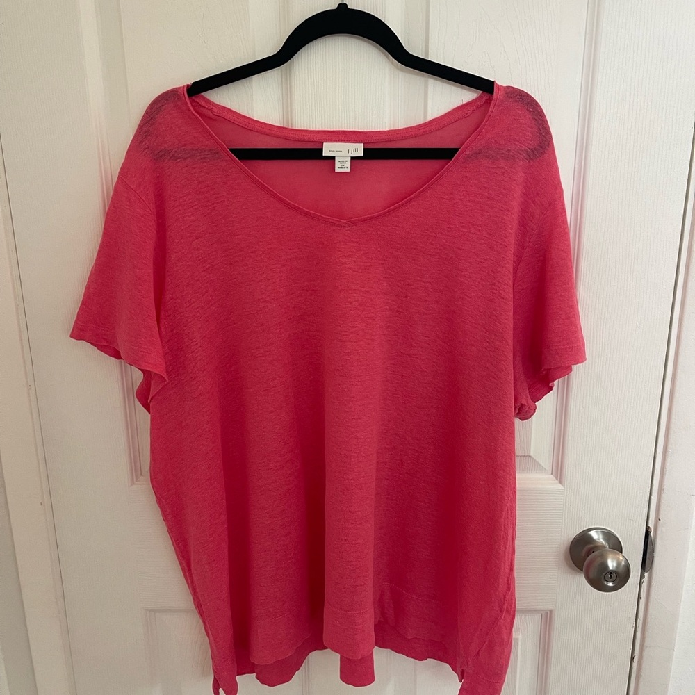 J. Jill Women's Pink Short Sleeve T-Shirt Size 2 X